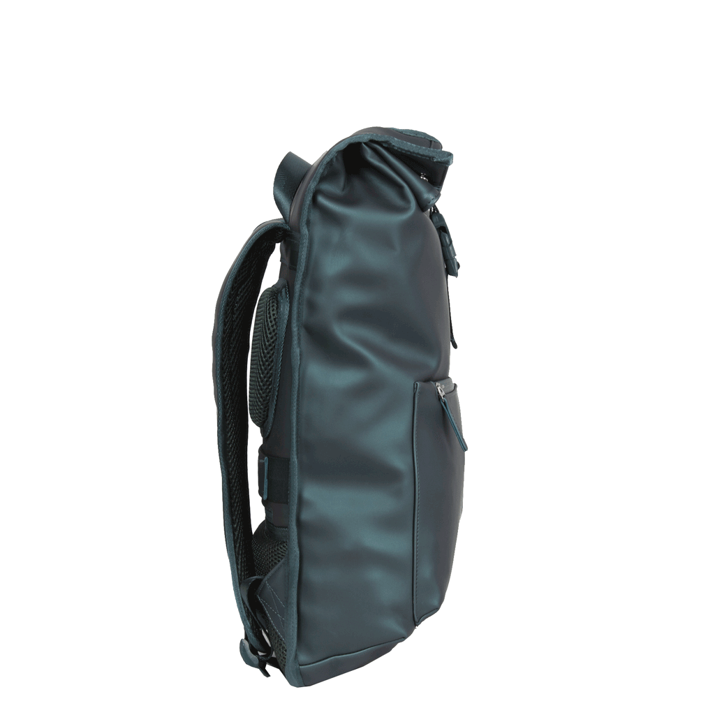 New Rebels New Rebels William Baltimore Metallic Groen 13L Rolltop Rugzak Waterafstotend Laptop 14"