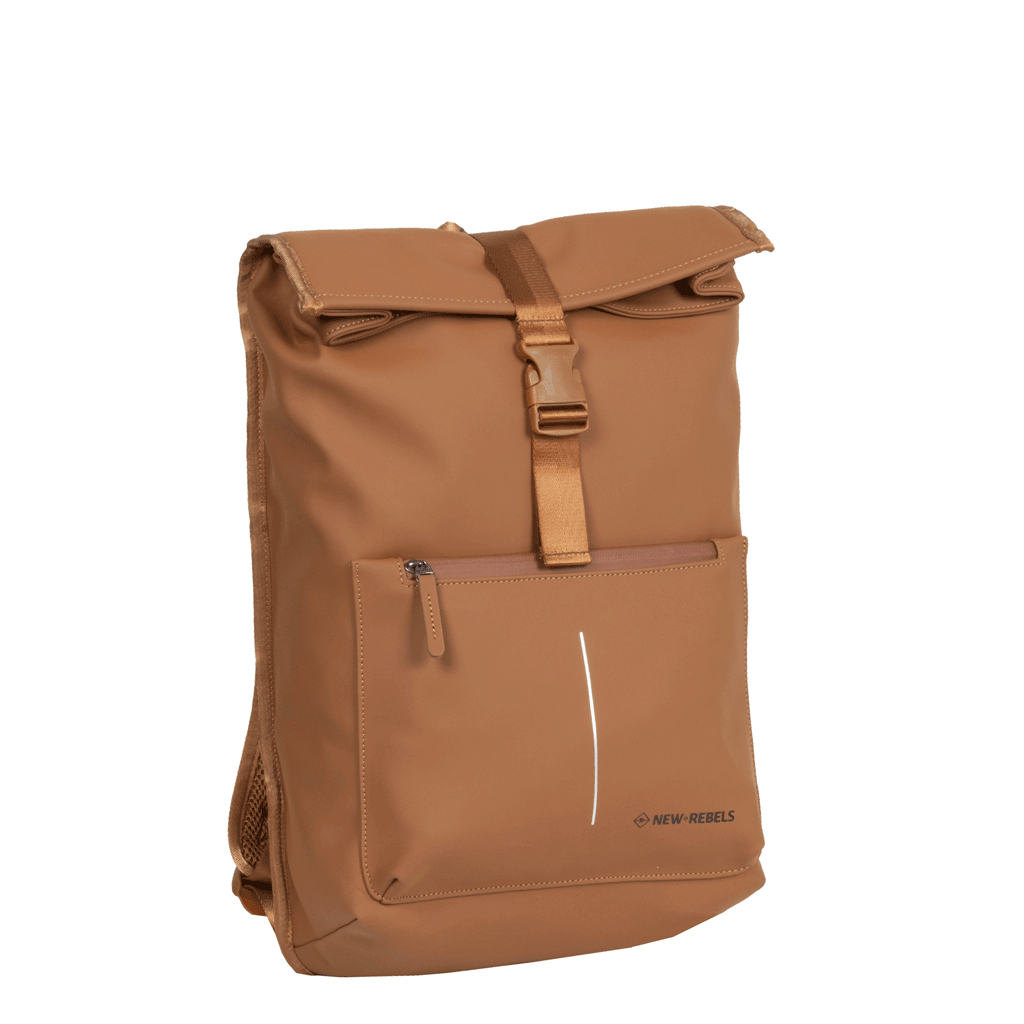 New Rebels William Baltimore Cognac 13L Rolltop Rugzak Waterafstotend Laptop 14