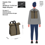 New Rebels New Rebels Mart Los Angeles Olive Green 7L Rolltop Backpack Water Repellent