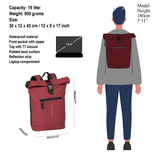 New Rebels New Rebels Mart New York Burgundy 21L Rugtas Rolltop Waterafstotend Laptop 15.6"