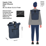 New Rebels Mart New York Marineblau 19L Rucksack Rolltop Wasserabweisend Laptop 15.6