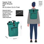New Rebels New Rebels Mart New York Petrol 21L Rugtas Rolltop Waterafstotend Laptop15.6"