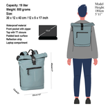 New Rebels Mart New York Hellblau 19L Rucksack Rolltop Wasserabweisend Laptop 15.6