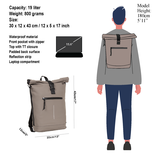 New Rebels New Rebels Mart New York Taupe 21L Rugtas Rolltop Waterafstotend Laptop 15.6"