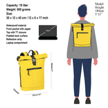 New Rebels Mart New York Gelb 19L Rucksack Rolltop Wasserabweisend Laptop 15.6