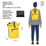 New Rebels New Rebels Mart New York Geel 21L Rugtas Rolltop Waterafstotend Laptop 15.6"