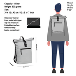 New Rebels Mart New York Light Grey 19L Backpack Rolltop Water Repellent Laptop 15.6