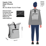 New Rebels New Rebels Mart New York Light Gray 21L Backpack Rolltop Water Repellent Laptop 15.6"