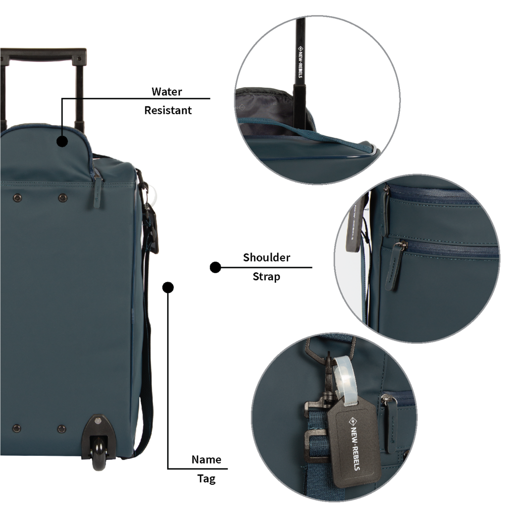 New Rebels Harper Laredo Navy Blue 29L On Board Trolley Wheeled suitcase Water-repellent suitcase