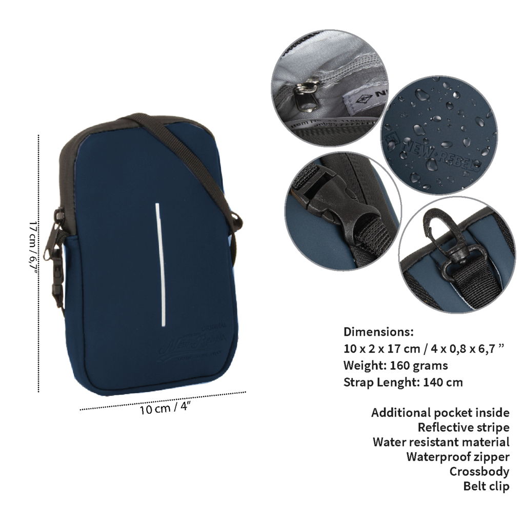 New Rebels New Rebels ® Mart - Waterafstotend - Telefoontas  - Telefoontasje - Navy Blauw
