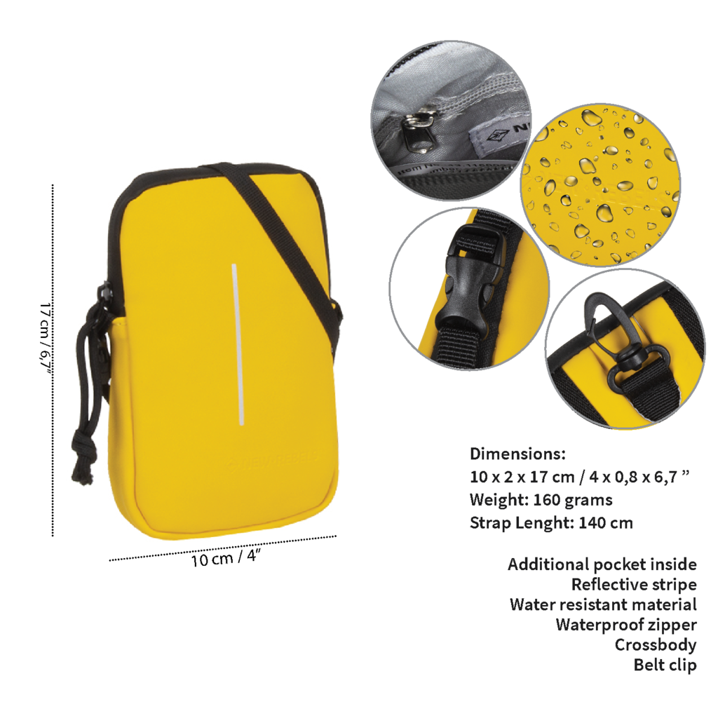New Rebels New Rebels ® Mart - Waterafstotend - Telefoontas  - Telefoontasje - Geel