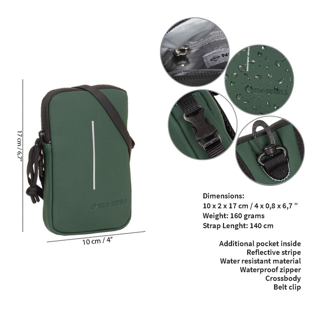New Rebels New Rebels ® Mart - Waterafstotend - Telefoontas  - Telefoontasje - Donker Groen