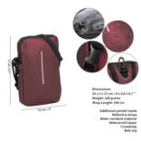 New Rebels ® Mart - Water Repellent - Phone Pocket - Burgundy