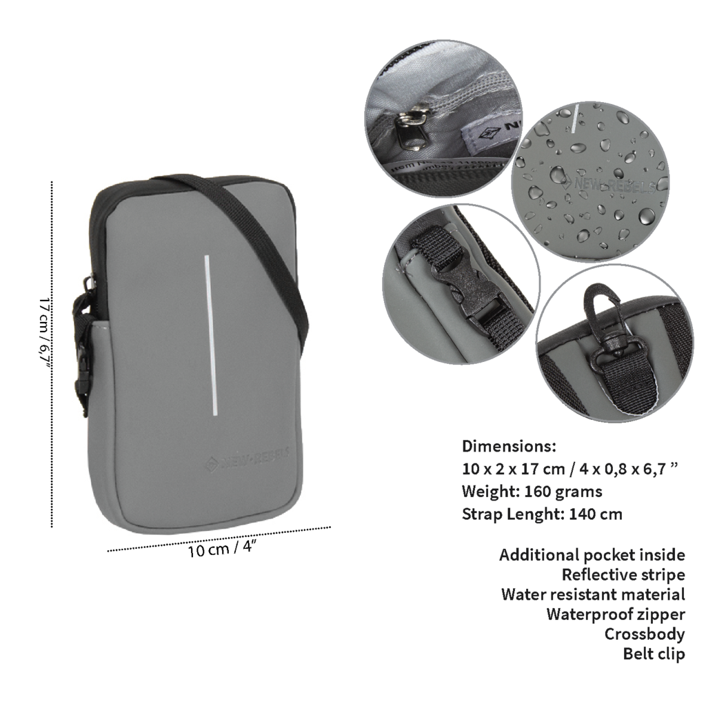 New Rebels New Rebels ® Mart - Wasserabweisend - Telefontasche - Grau