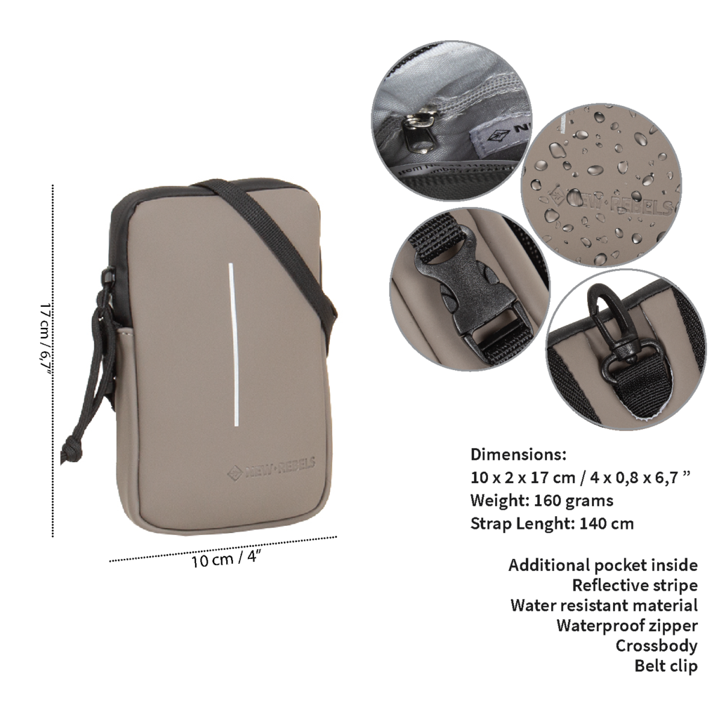 New Rebels New Rebels ® Mart - Waterafstotend - Telefoontas  - Telefoontasje - Taupe