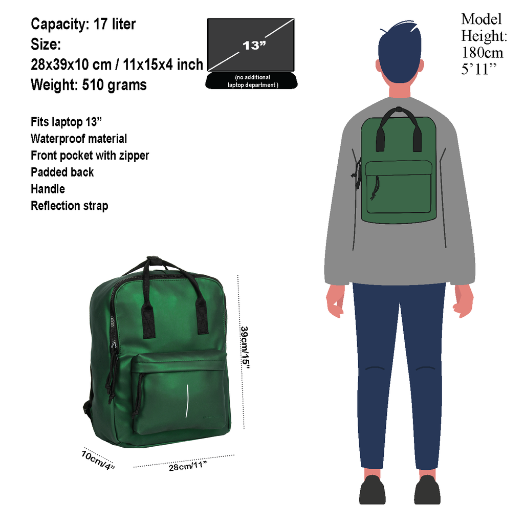 New Rebels ® Mart - Backpack - Metallic Green IV - Backpack