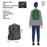 New Rebels New Rebels Mart Chicago Dark Green 17L Backpack Water Repellent Laptop 13" New Rebels New Rebels Mart Chicago Dark Green 17L Backpack Water Repellent Laptop 13"
