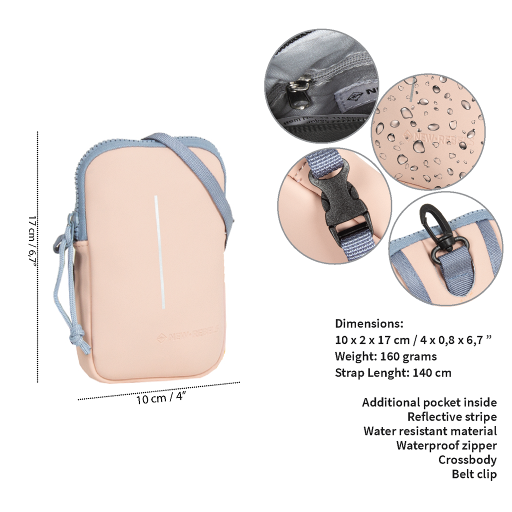 New Rebels New Rebels ® Tim - Waterafstotend - Telefoontas - Telefoontasje -  soft pink / soft blue