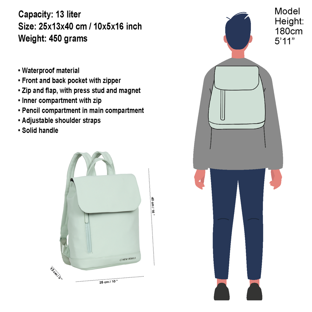 New Rebels New Rebels Daley Washington Mint 10L Backpack Water Repellent