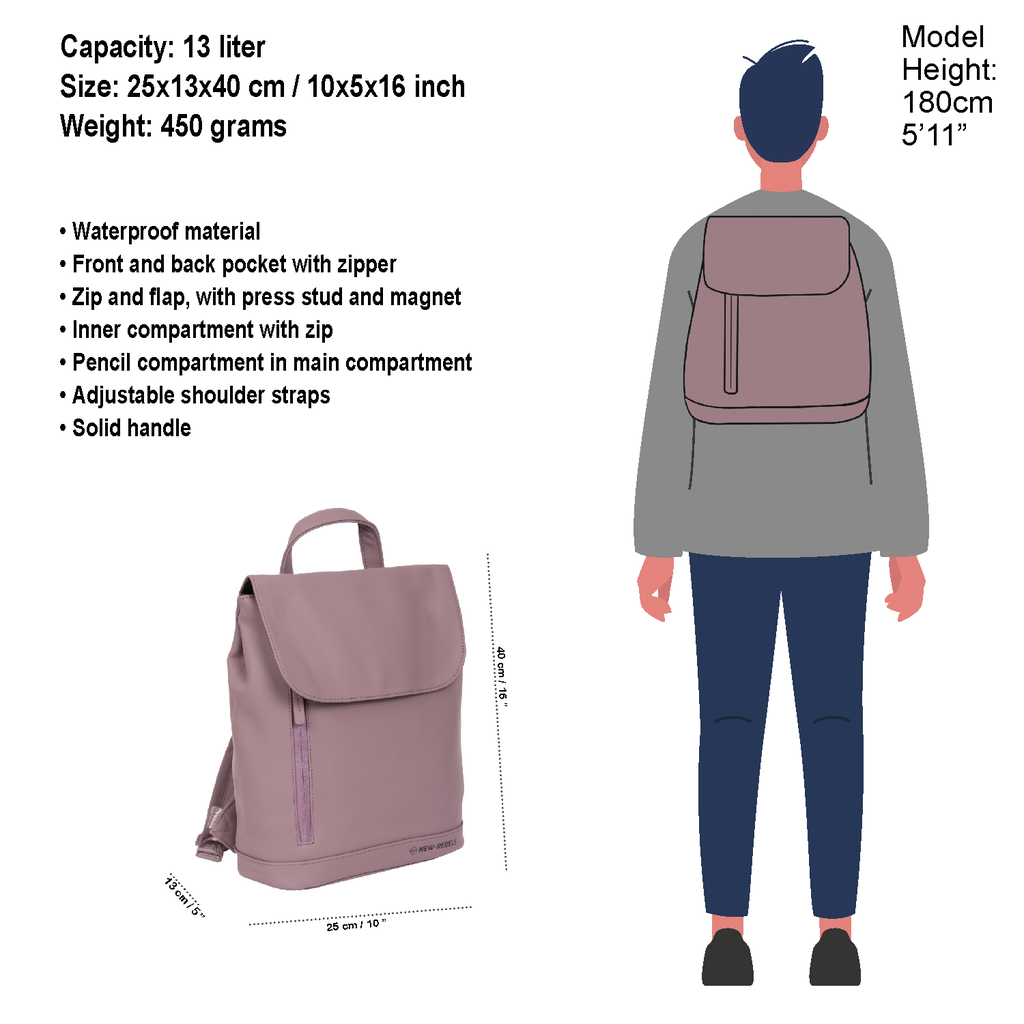New Rebels New Rebels Daley Washington Old Purple 10L Backpack Water Repellent