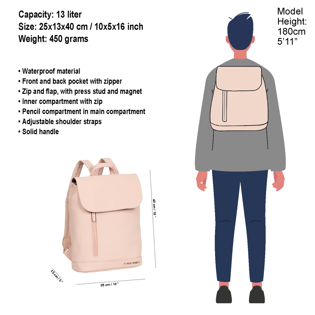 New Rebels New Rebels Daley Washington  Roze 10L Rugzak Waterafstotend