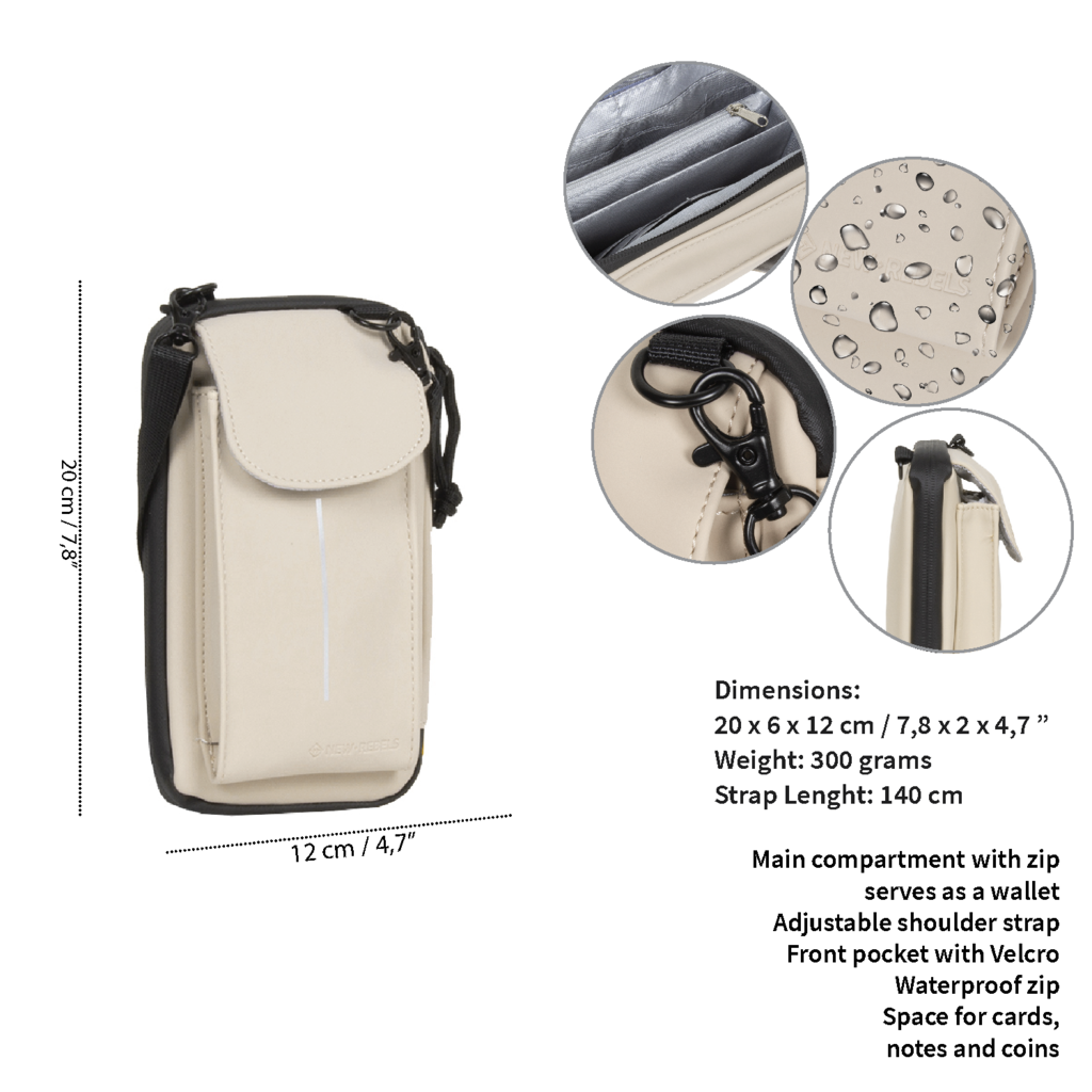 New Rebels ® Mart Water-Repellent Phone Bag Beige