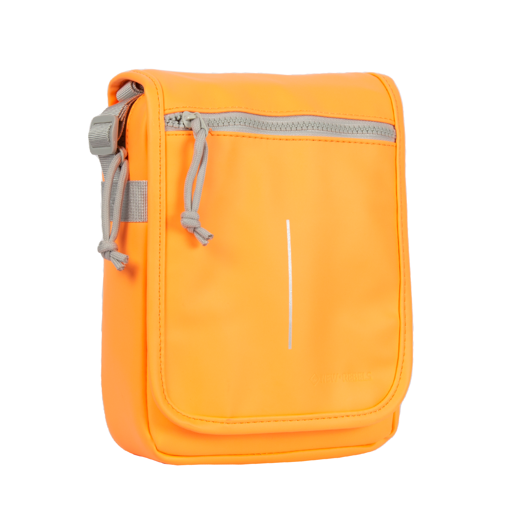 Small Square Bag Neon-Orange Funky Zipper Front Decor