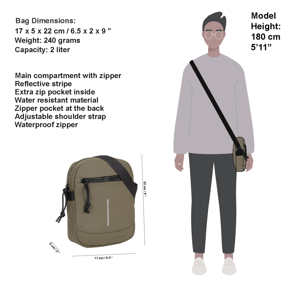 New Rebels New Rebels ® Mart - Schoudertas - Crossbody tas -  Top Zip - Olijf