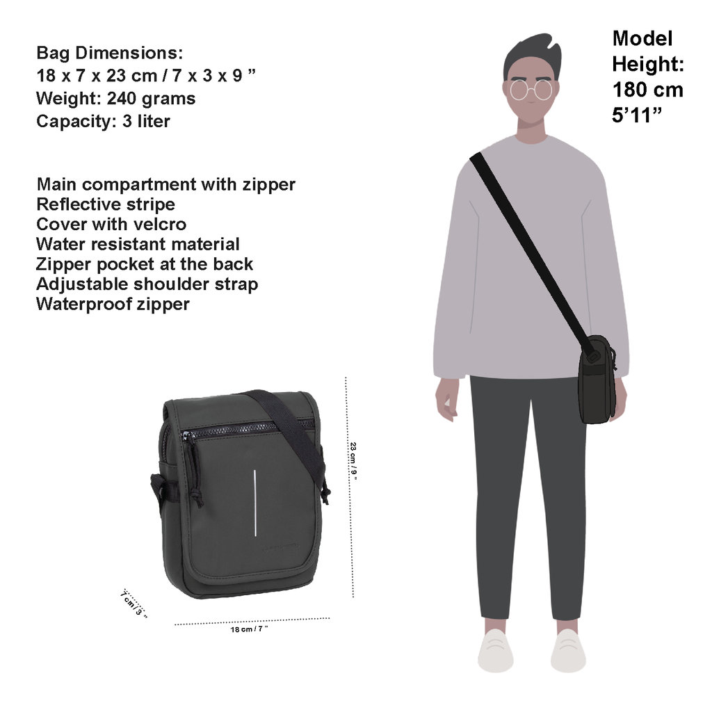 New Rebels New Rebels ® Mart - Small - Flap - Schoudertas - Crossbody tas - Zwart