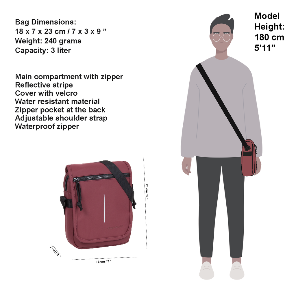 New Rebels ® Mart - Small - Flap - Shoulder bag - Crossbody bag - Burgundy