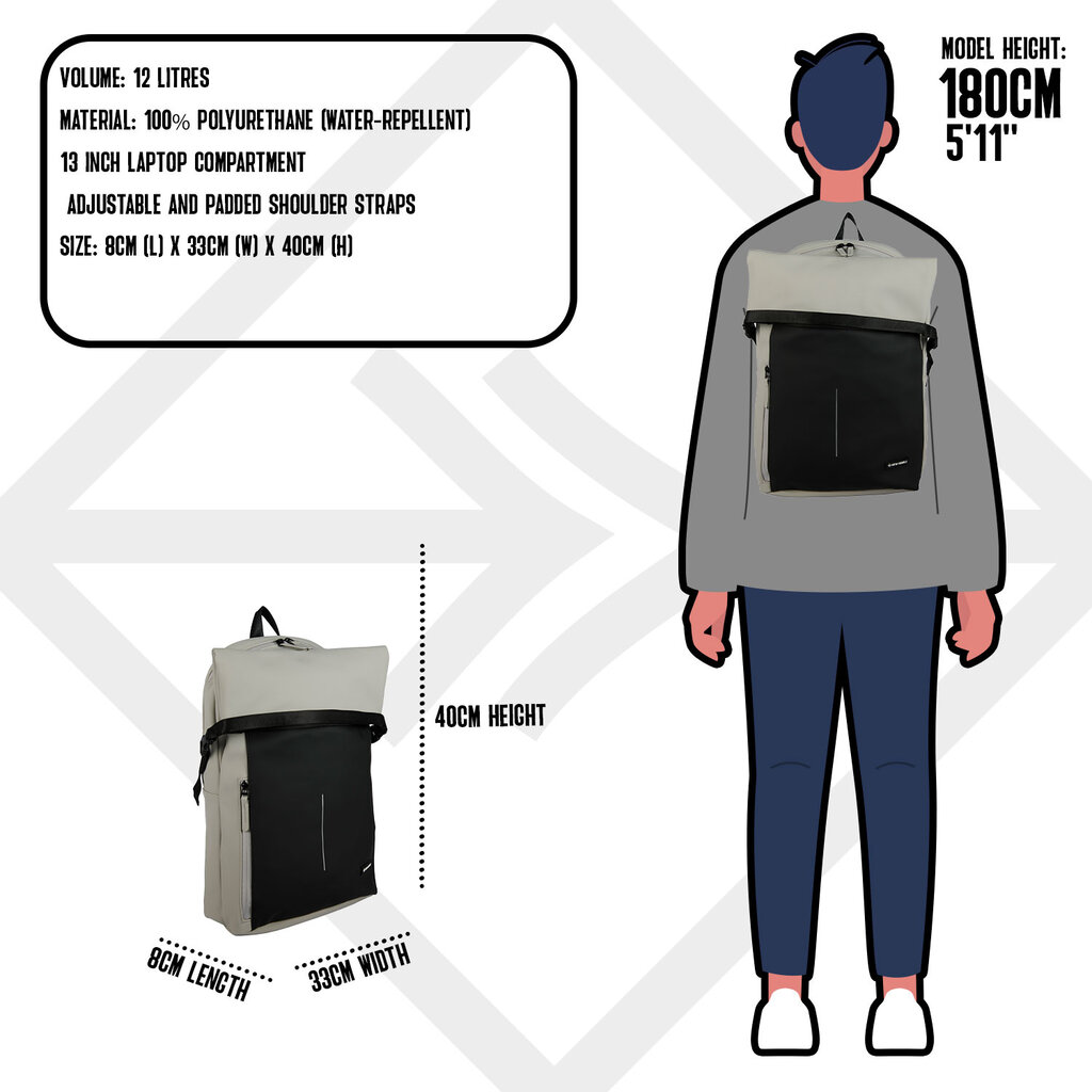New Rebels Julan Backpack 12L Light grey Water repellent - New Rebels