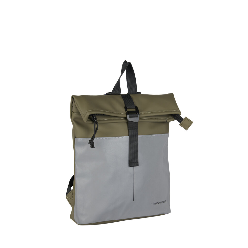 New Rebels Bowie Los Angeles Olive Green 9L Backpack Rolltop Reflective Water Repellent