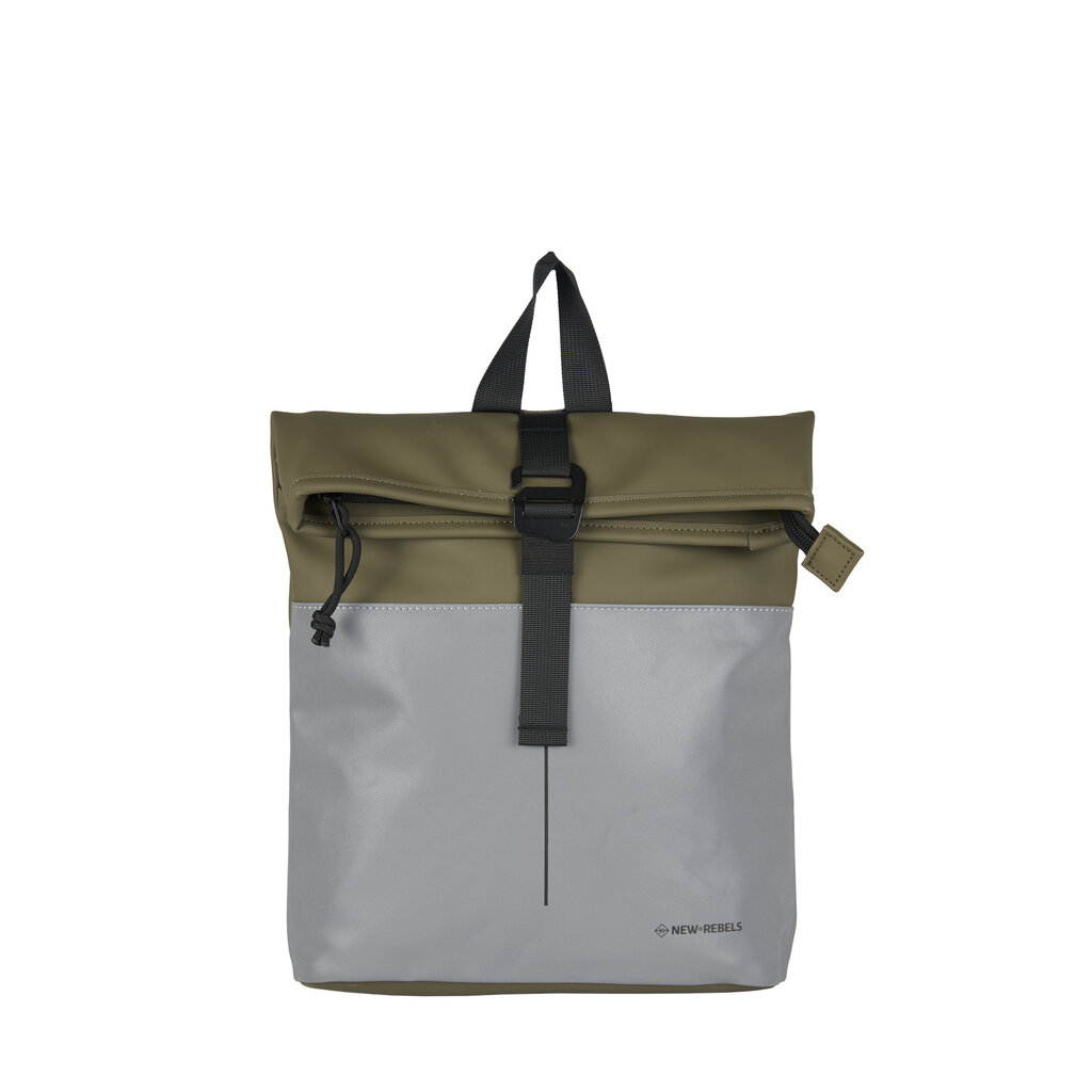 New Rebels Bowie Los Angeles Olive Green 9L Backpack Rolltop Reflective Water Repellent