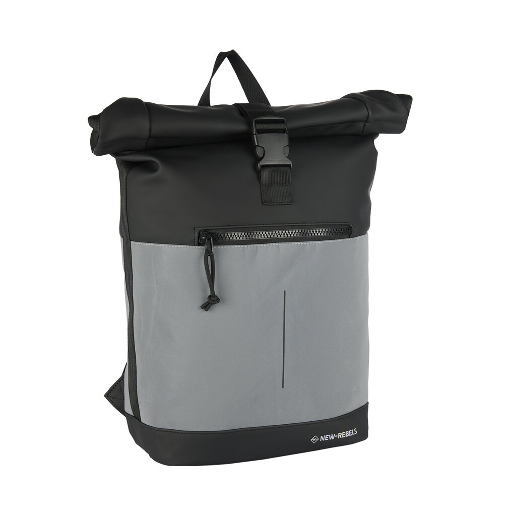 New Rebels New Rebels Bowie New York Schwarz 21L Rucksack Rolltop Reflektion Wasserabweisend Laptop 15.6"