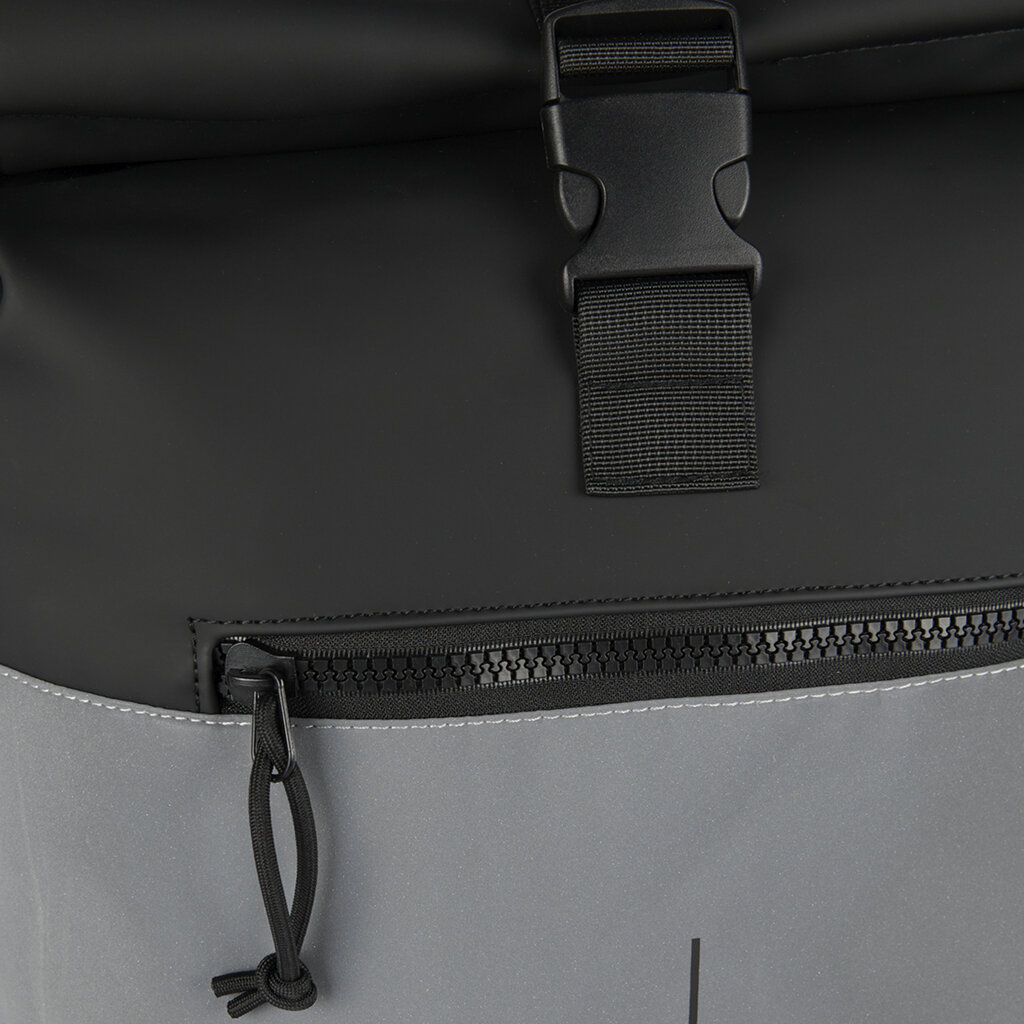 New Rebels New Rebels Bowie New York Schwarz 21L Rucksack Rolltop Reflektion Wasserabweisend Laptop 15.6"