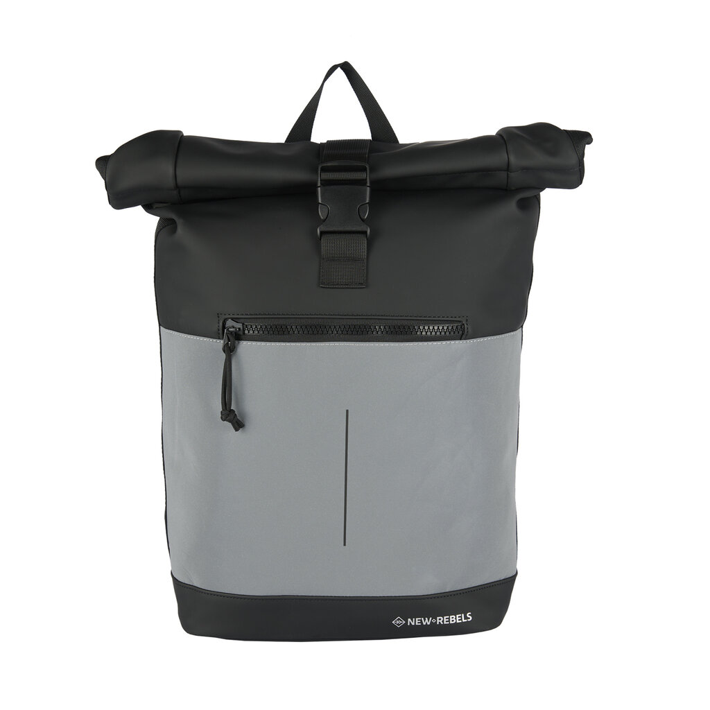 New Rebels New Rebels Bowie New York Black 21L Backpack Rolltop Reflective Water Repellent Laptop 15.6"