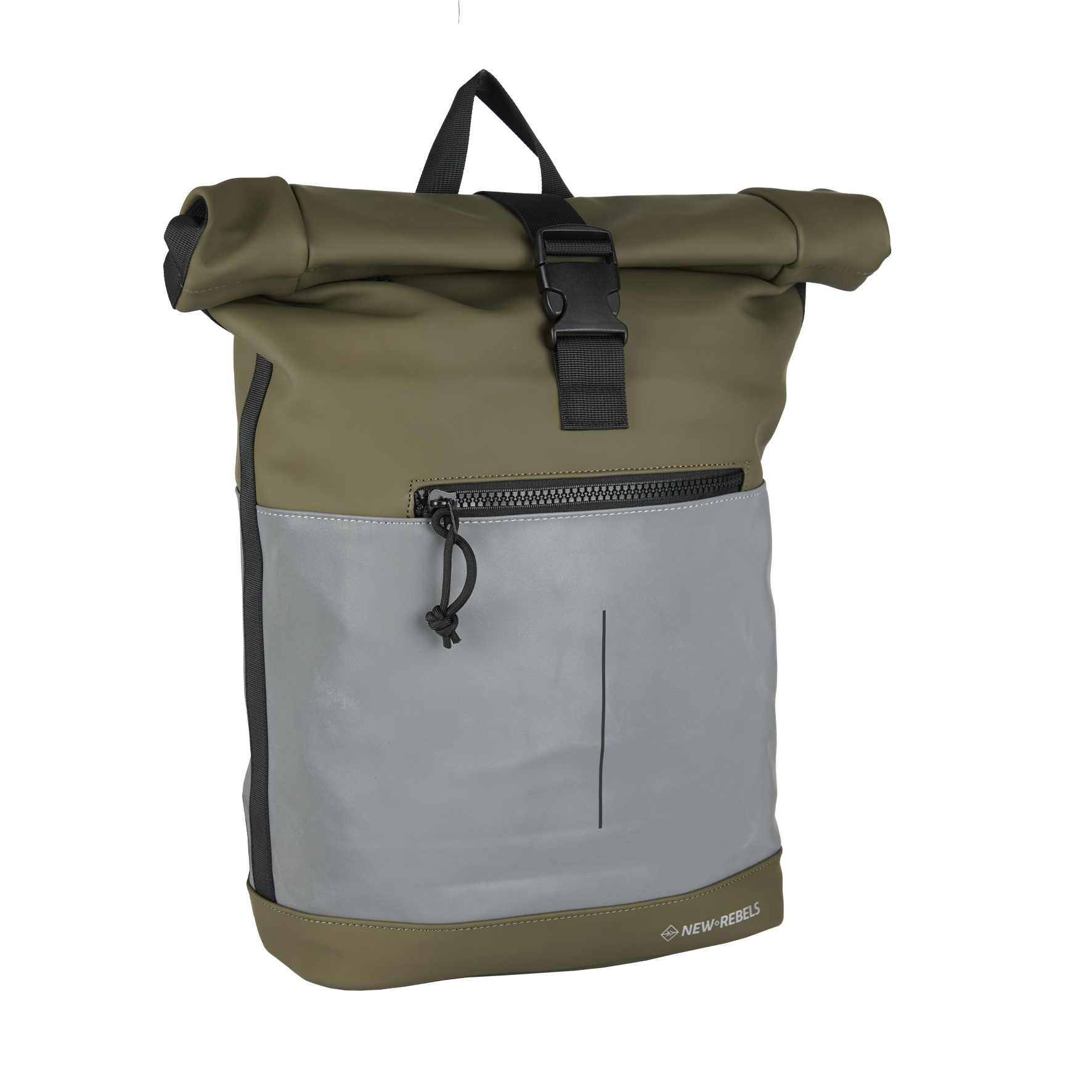 New Rebels Bowie New York Olijf Groen 16L Rugzak Rolltop Reflectie Waterafstotend Laptop 15.6