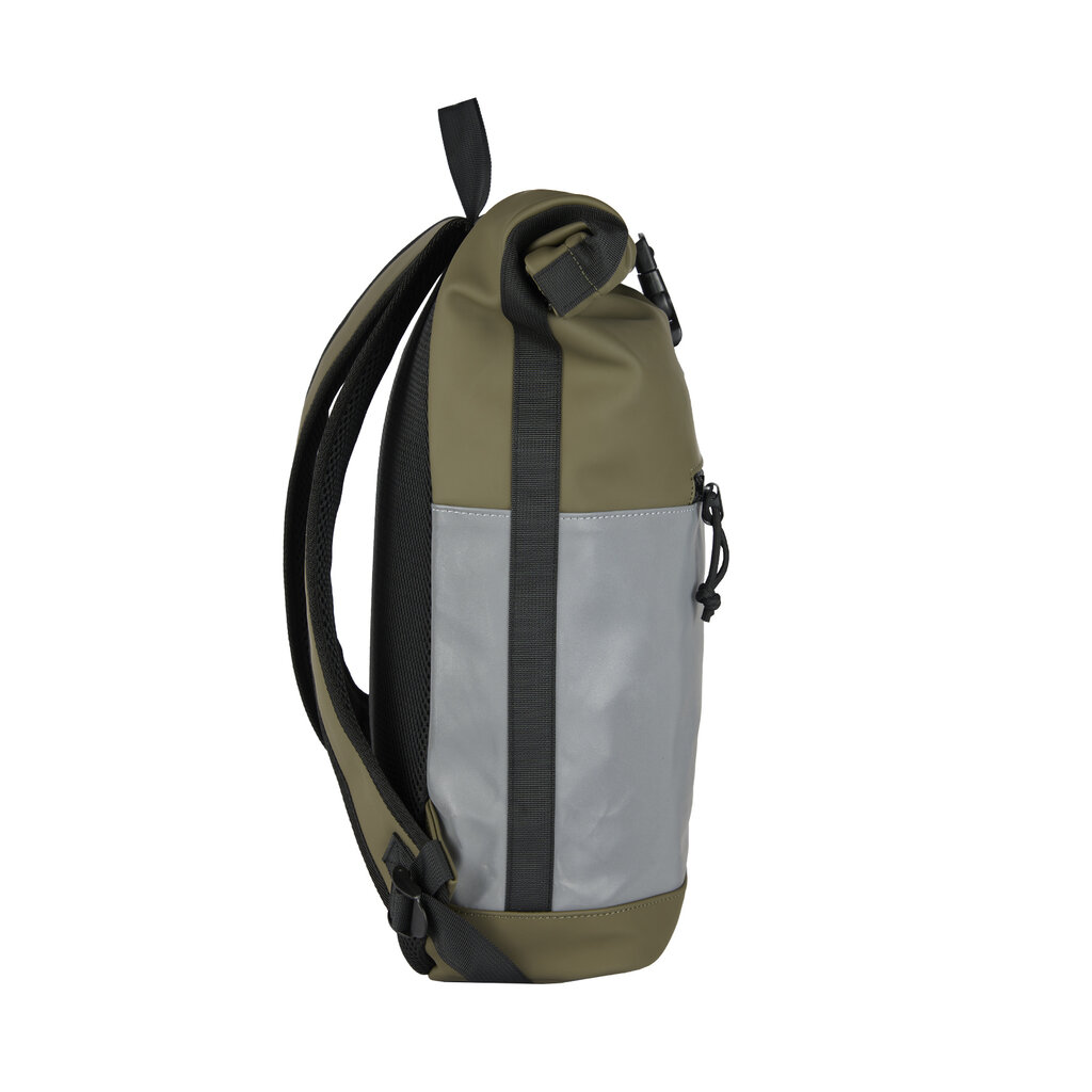New Rebels New Rebels Bowie New York Olive Green 21L Backpack Rolltop Reflective Water Repellent Laptop 15.6"