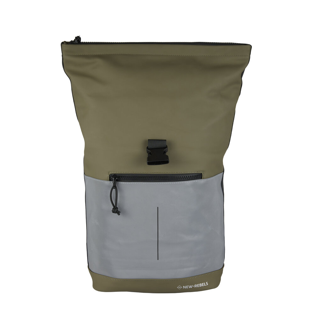 New Rebels New Rebels Bowie New York Olijf Groen 16L Rugzak Rolltop Reflectie Waterafstotend Laptop 15.6