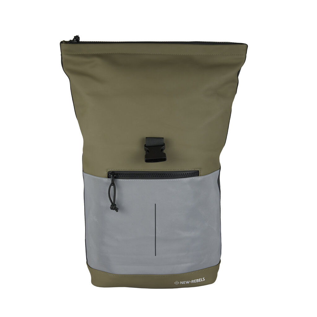 New Rebels New Rebels Bowie New York Olive Green 16L Backpack Rolltop Reflective Water Repellent Laptop 15.6