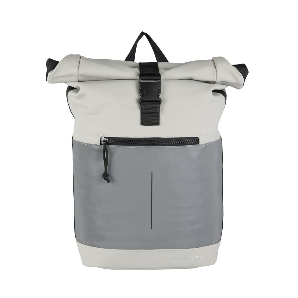 New Rebels New Rebels Bowie New York Hellgrau 21L Rucksack Rolltop Reflektion Wasserabweisend Laptop 15.6"