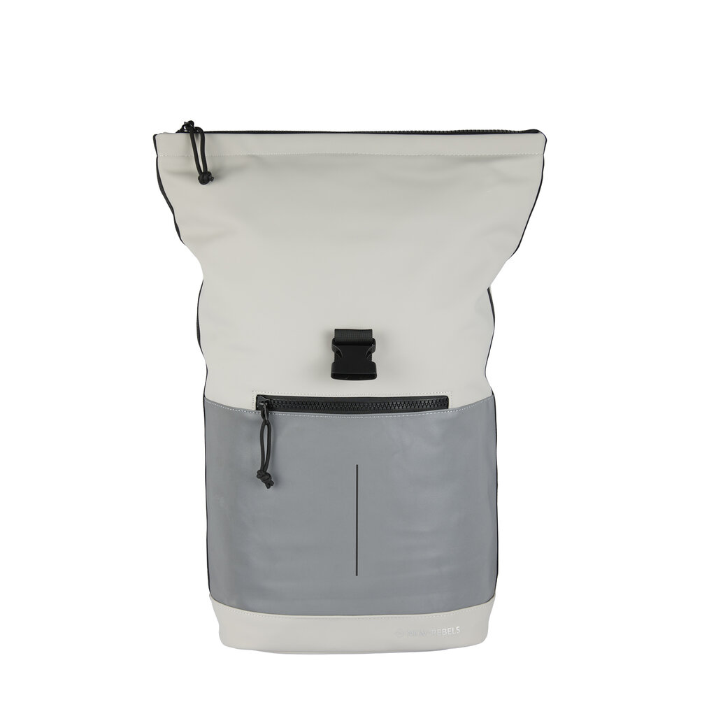 New Rebels New Rebels Bowie New York Lichtgrijs 21L Rugzak Rolltop Reflectie Waterafstotend Laptop 15.6"