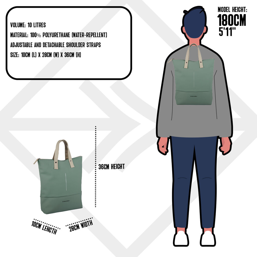 New Rebels New Rebels Matteo Trenton Salie Green 28L Backpack Shopper Water Repellent