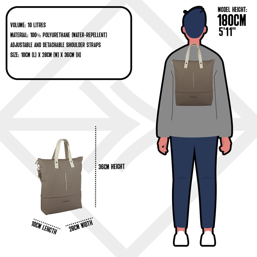New Rebels New Rebels Matteo Trenton Taupe 28L Backpack Shopper Water Repellent