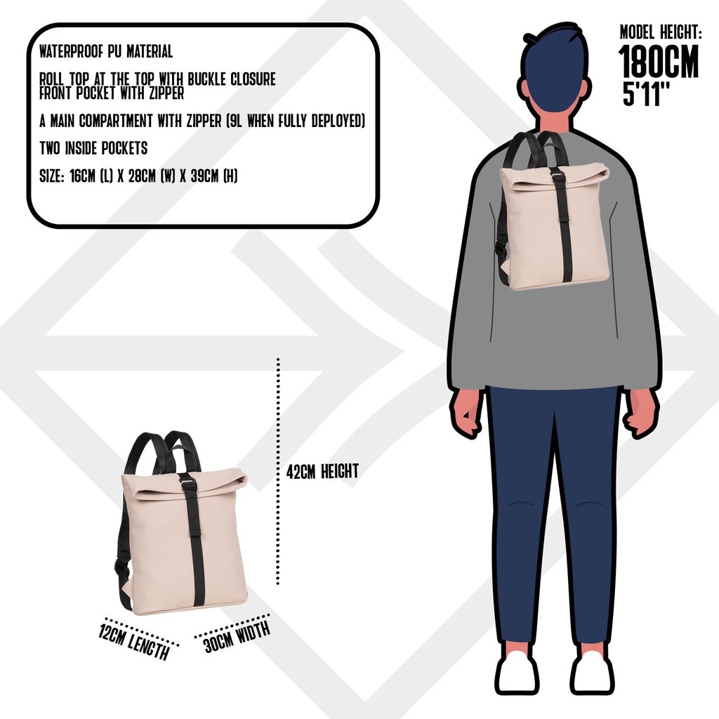 New Rebels New Rebels Mart Los Angeles Zacht Roze 7L Rolltop Rugzak Waterafstotend