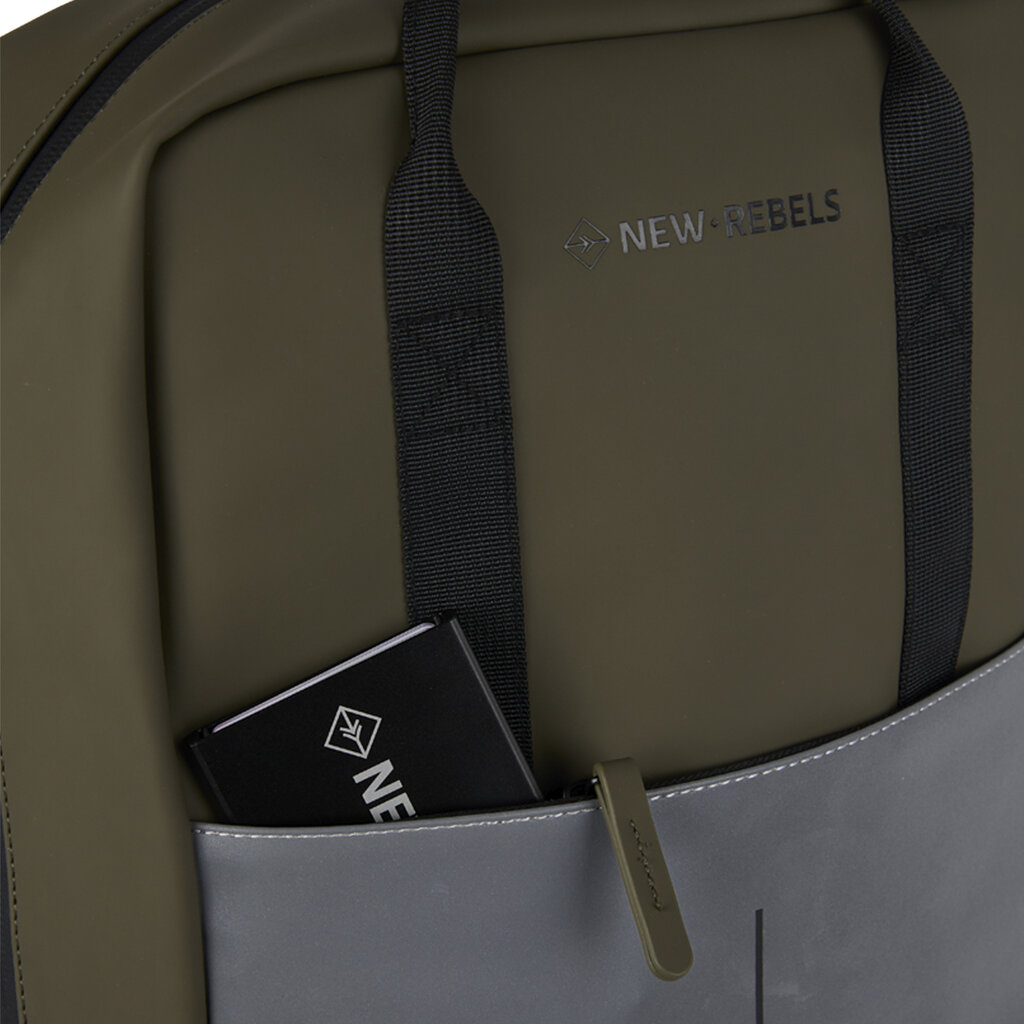 New Rebels New Rebels Bowie Cape Coral Olijf Groen 15L Rugzak Reflectie Waterafstotend Laptop 13.3