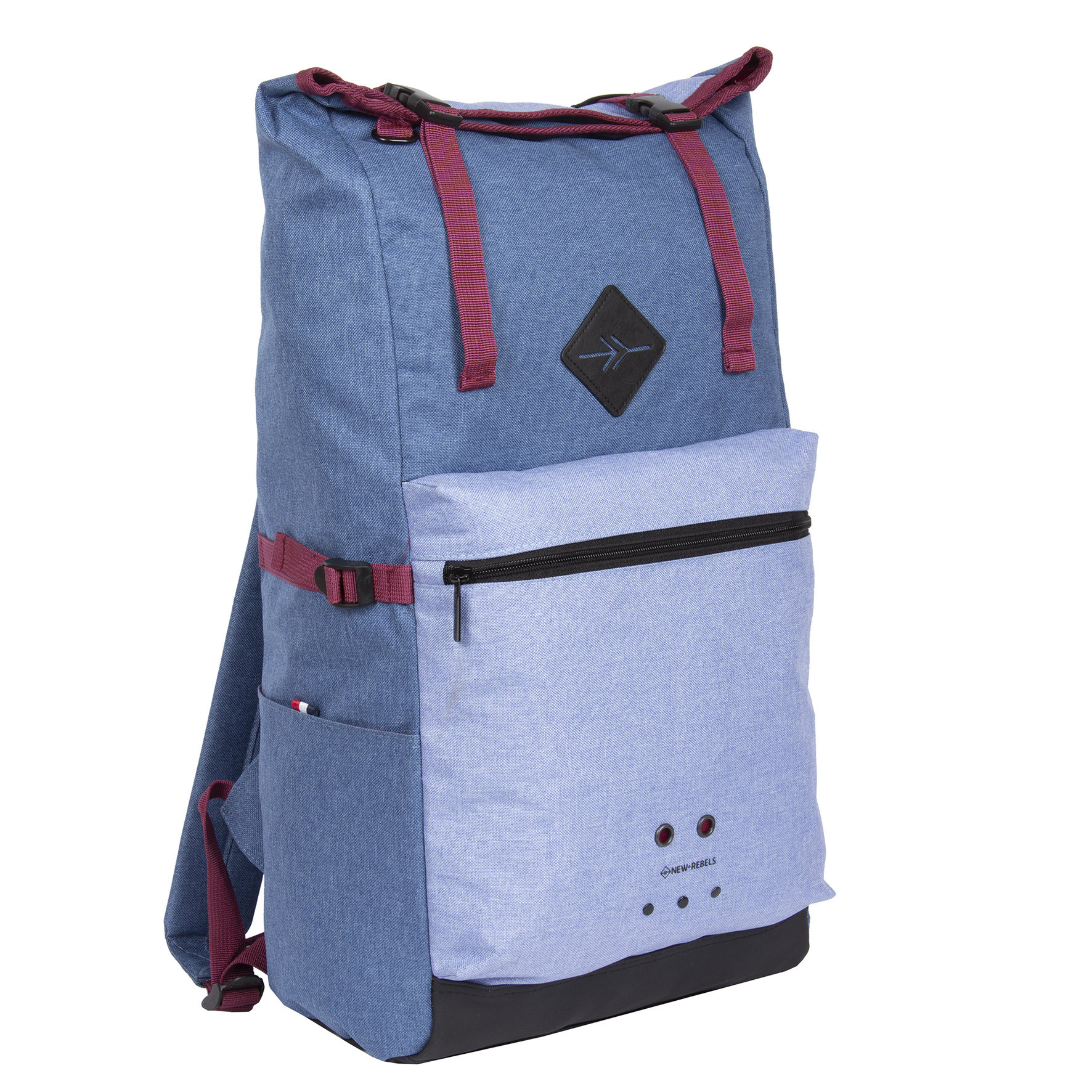 New Rebels Morris Big Soft Blue 19L Rugzak Rolltop 2 Tone Waterafstotend