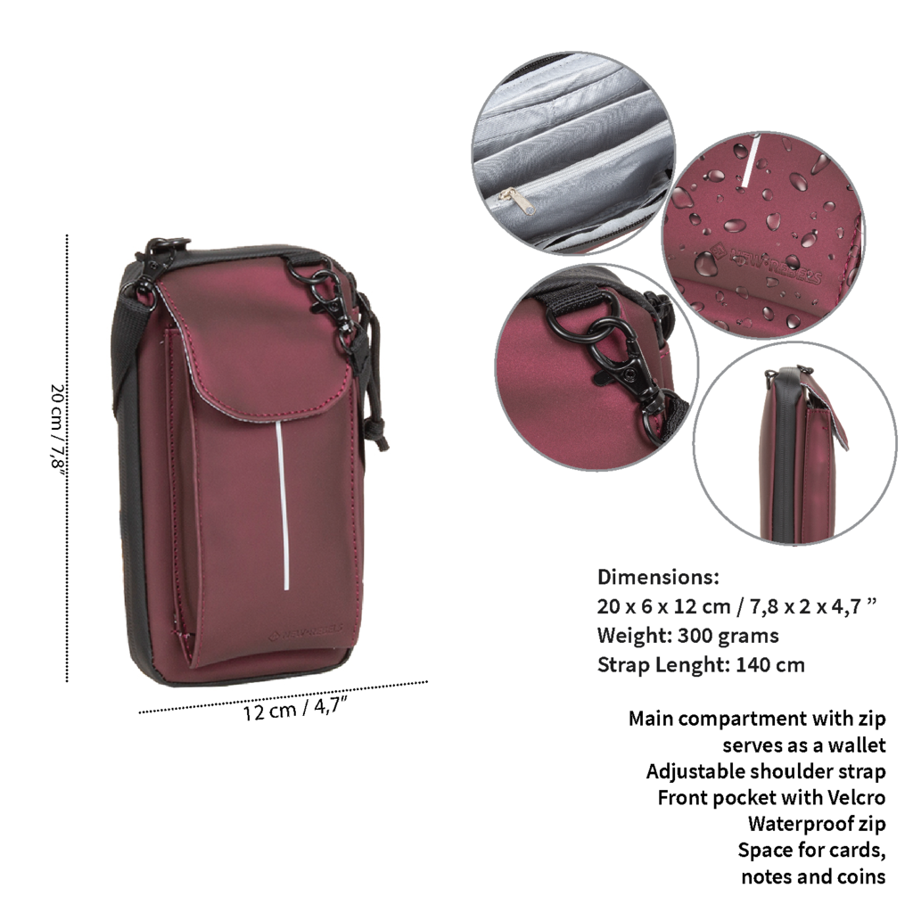 New Rebels New Rebels Mart Cincinnati Metallic Burgundy Phonepocket Water Repellent