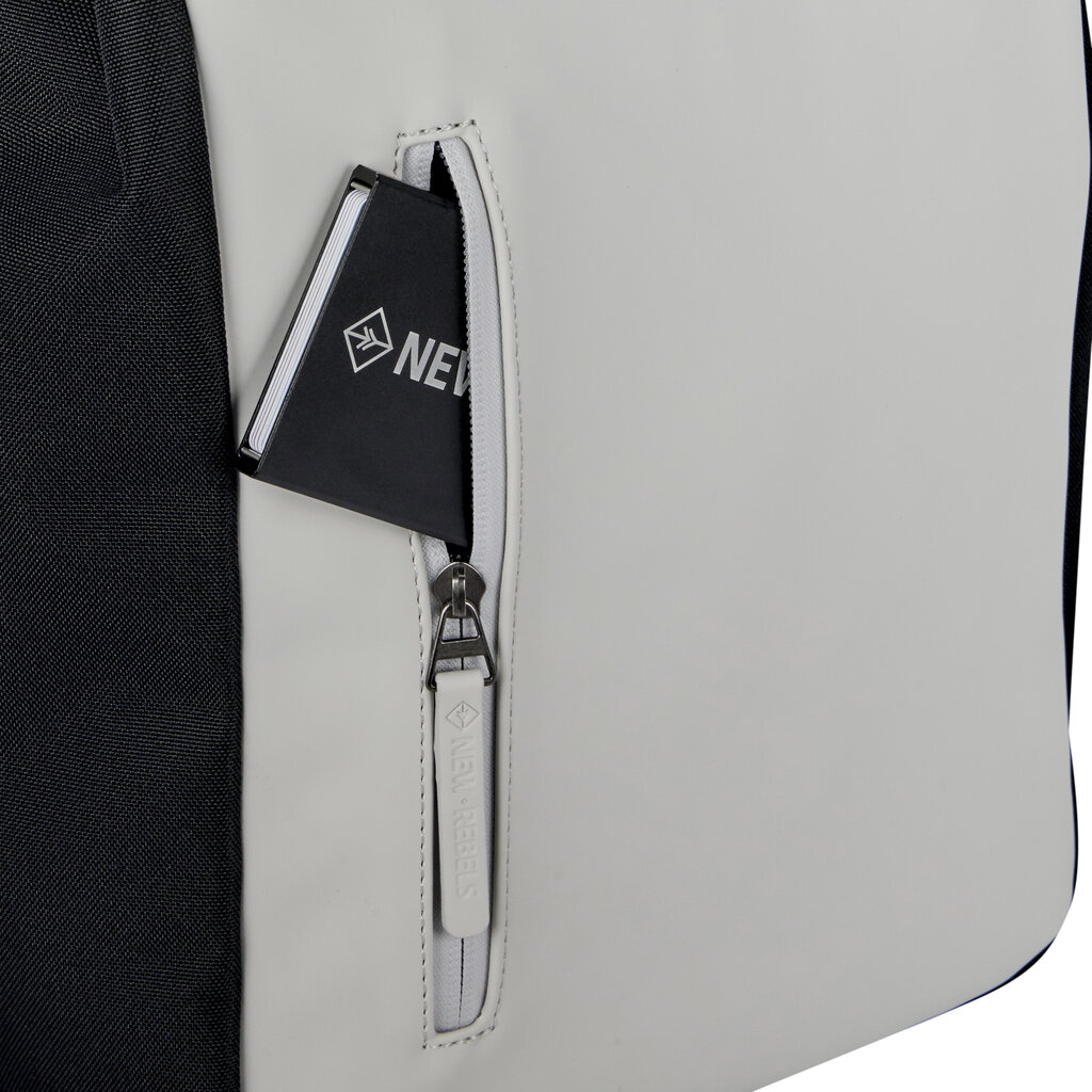 New Rebels New Rebels Ceres Dothan Black Light Gray 15L Backpack with Flap Water Repellent Laptop 15.6"