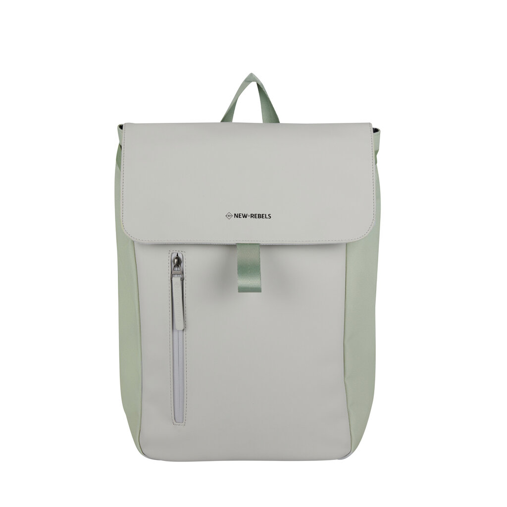 New Rebels New Rebels Ceres Dothan Lime Lichtgrijs 15L Rugtas met Flap Waterafstotend Laptop 15.6"